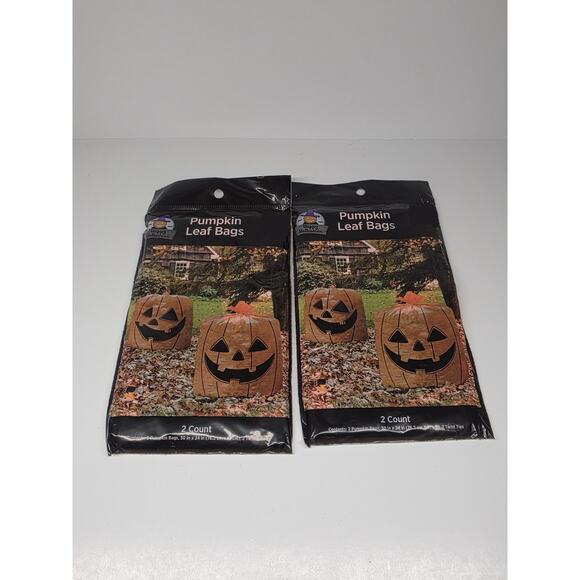 Halloween 2 Pack Jack O Lantern Leaf Bags 2 in package 30 X 24 inches New - Picture 1 of 2